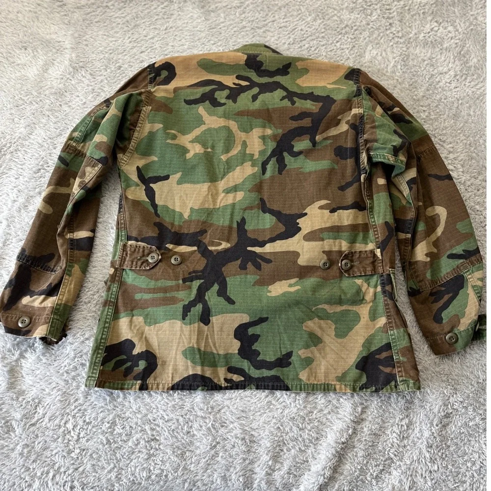 Vintage Mens Camouflage‎ Field Jacket Military Style Button Up Hunting Coat